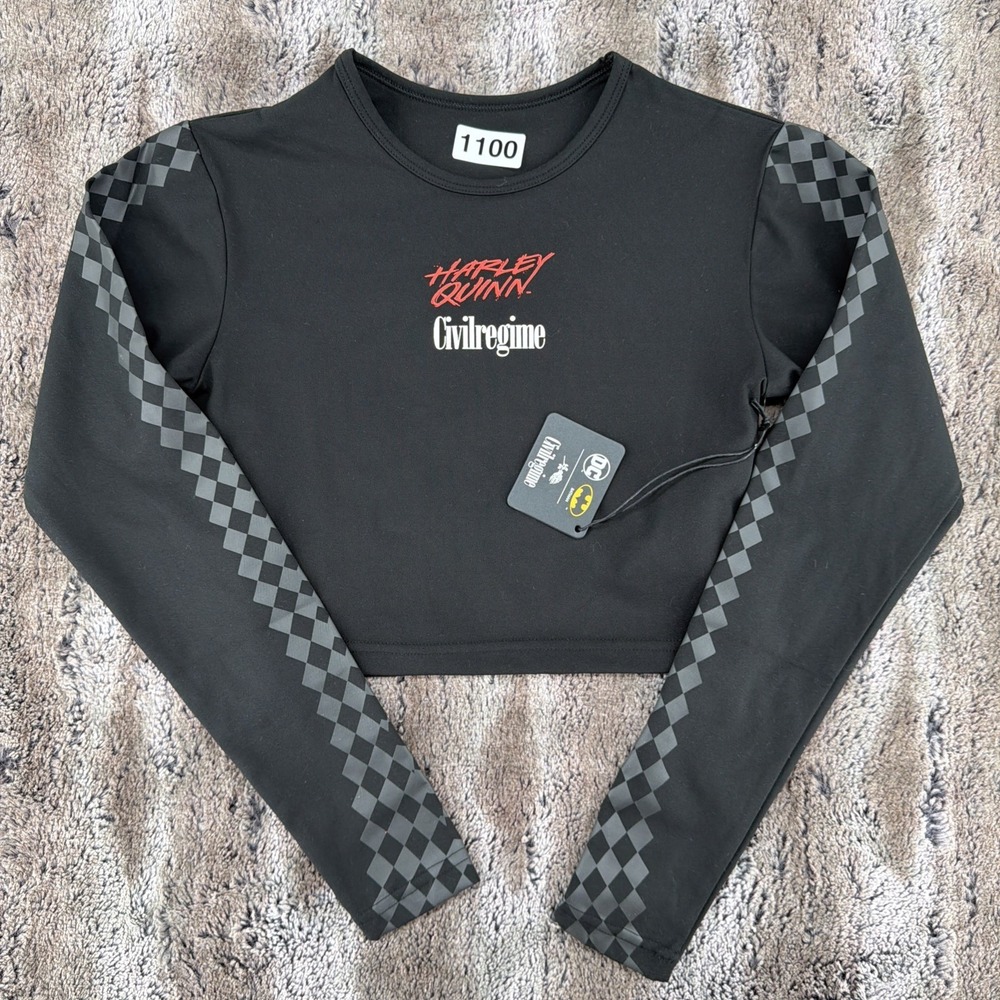 Civil Regime X Marvel Harley Quinn Crop Top Long Sleeve Size Small NWT